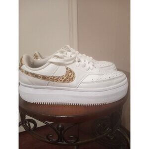 Nike Court Vision Alta Leopard Womens Size 9.5 Ivory Athletic Shoes Sneakers